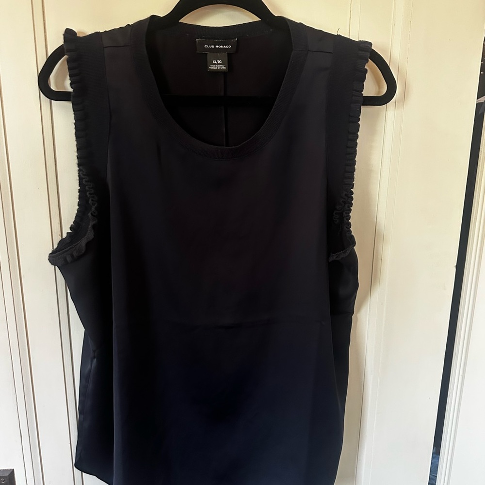 Club Monaco Black sweater-Trim Sleeveless Camisole